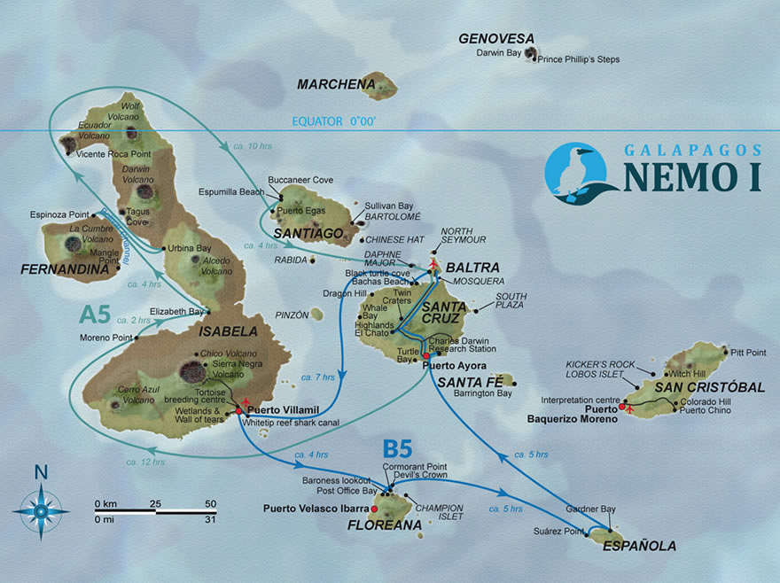 Galapagos Katamaran Nemo I 9 Tagestour A5 und B5