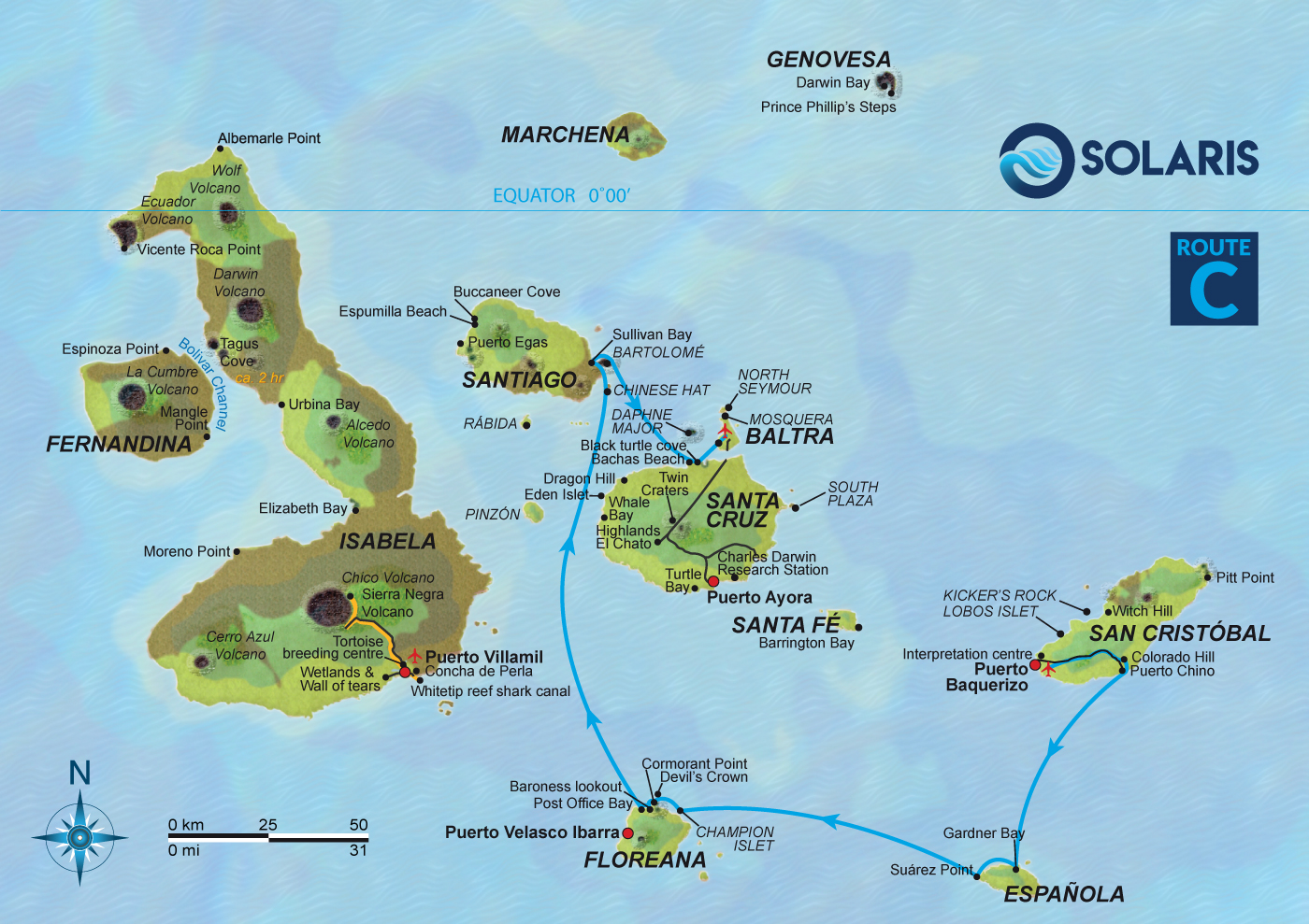 Galapagos Kreuzfahrt Solaris Karte Tour C